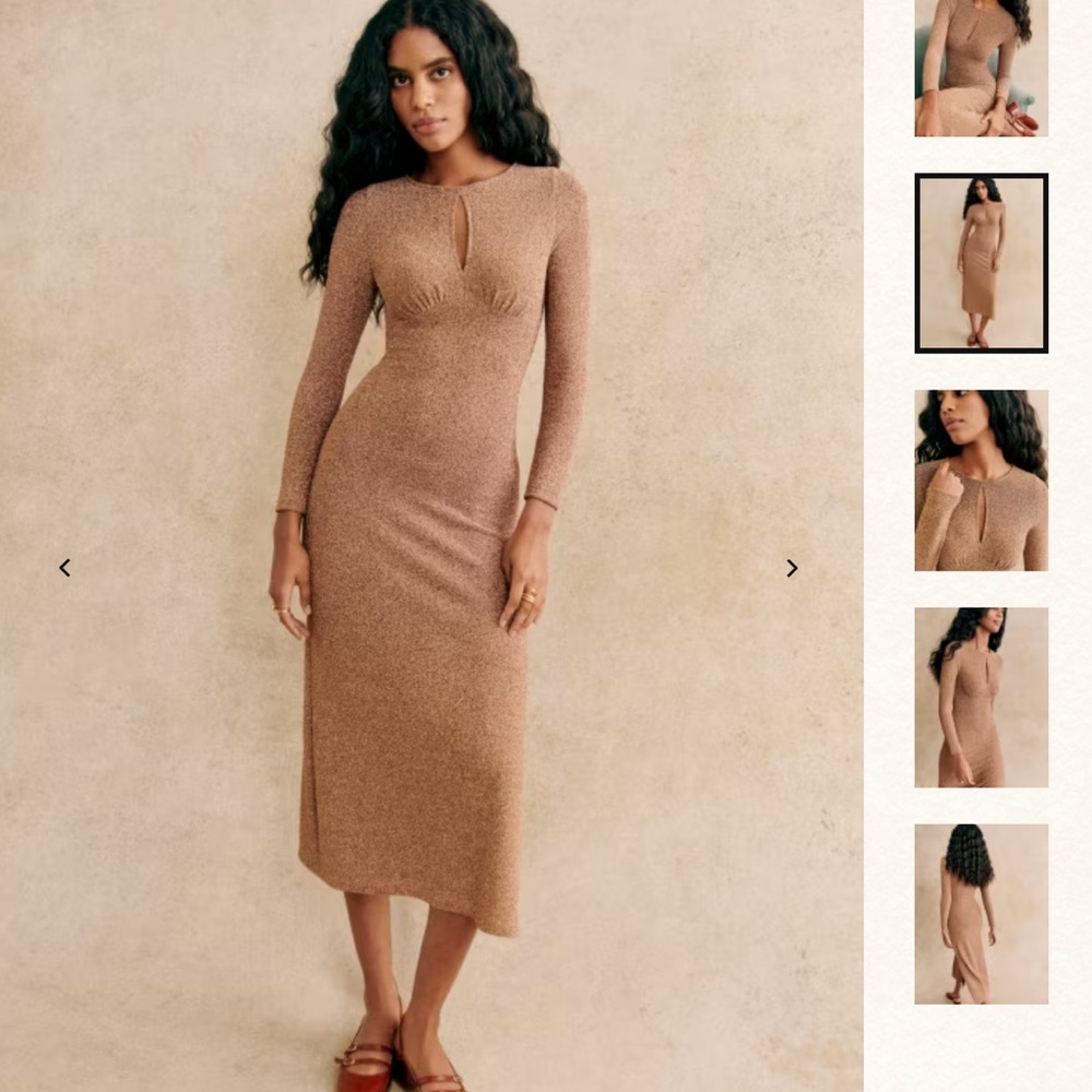 Sézane Cassie Dress in Gold Bronze Shimmer HOCO Party Dress Size Large
